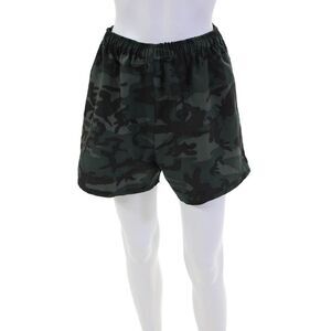 Kimberly Taylor Womens Camouflage Drawstring Waist Athletic Shorts Green Size M